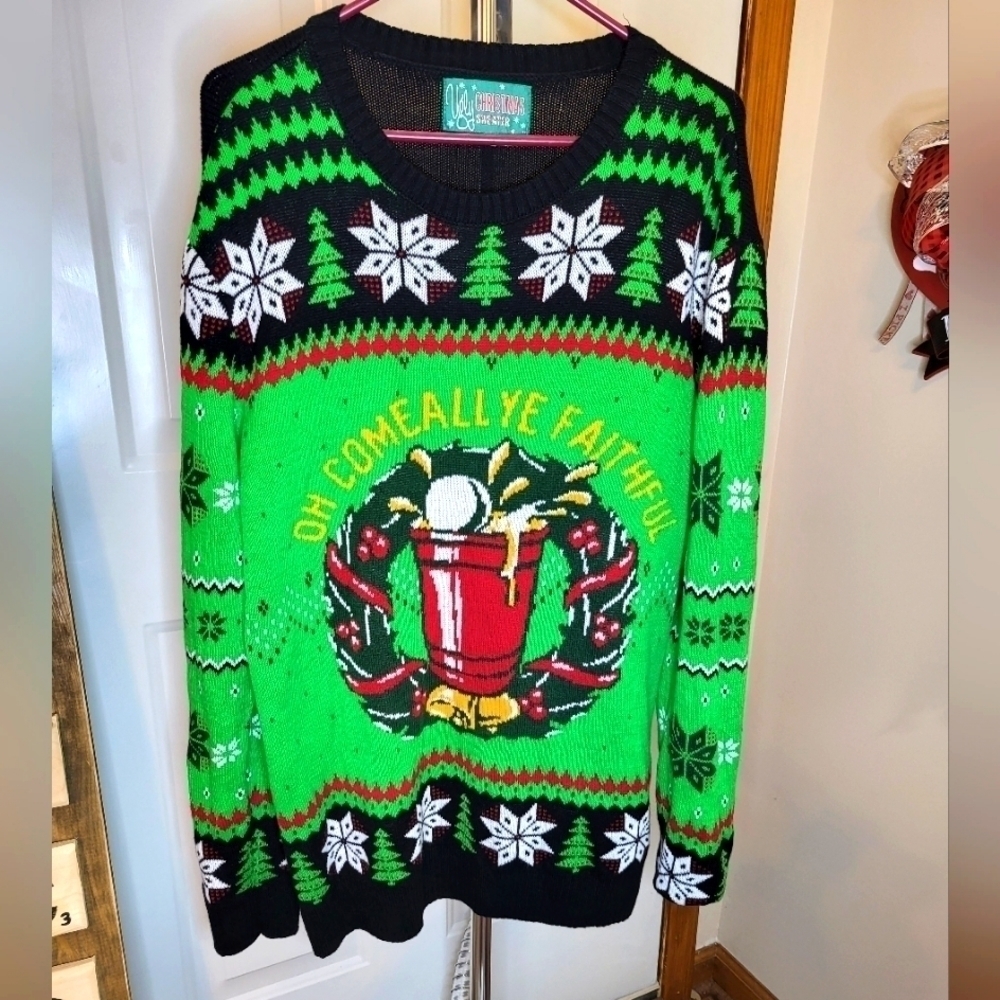 Ugly Christmas Sweater XL 'OH Come All Ye Faithful ' unisex